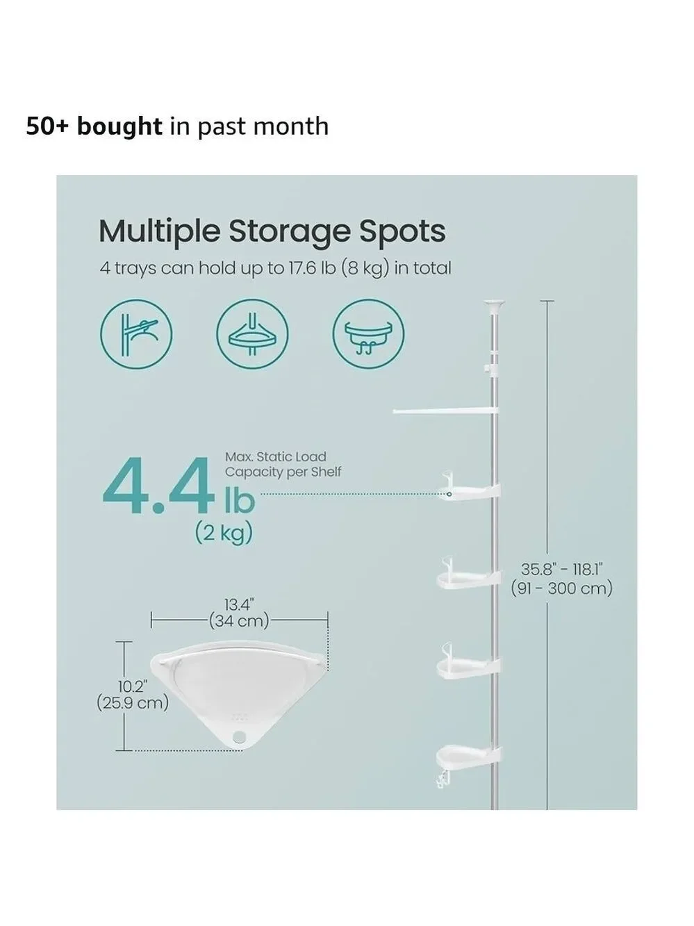 Adjustable White Bath Storage Tower